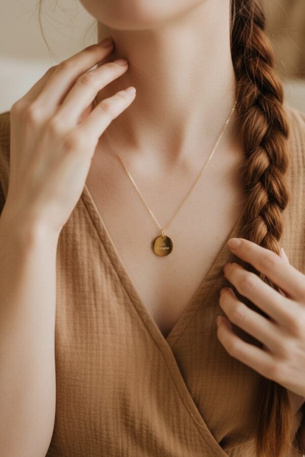 Collier personnalisé médaille ronde or ÉPURE