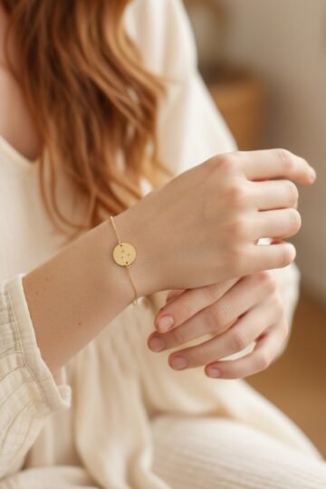 Bracelet personnalisé pastille chaine gravé étoiles or CIEL ETOILE