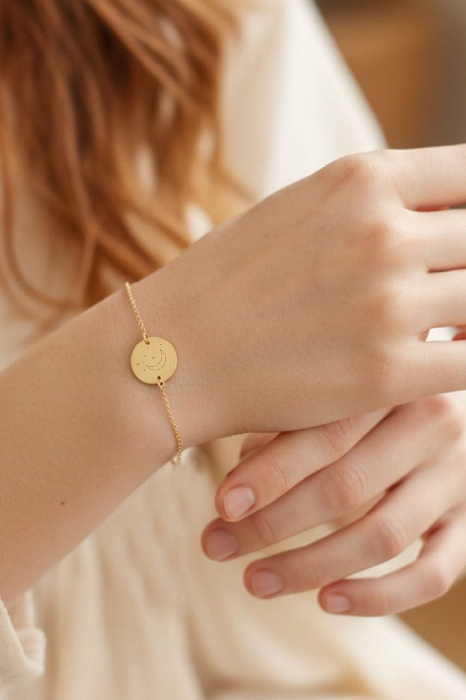 Bracelet personnalisé pastille chaine gravé or TALISMANS – Image 3