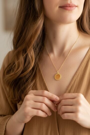 Collier personnalisé médaille or éclat ÉPURE