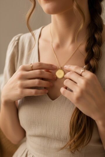 Collier personnalisé médaille gravée or éclat ECLIPSE