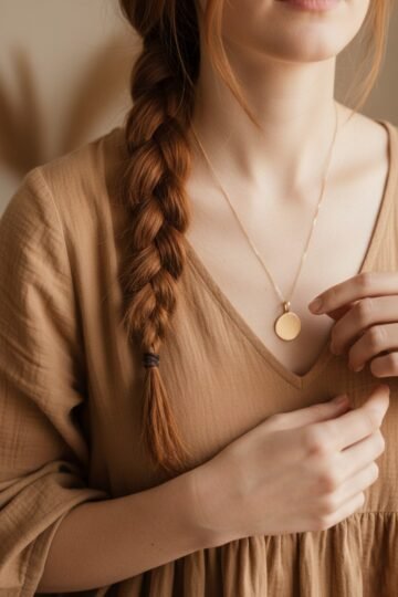 Pendentif personnalisé médaille brossée pleine lune or ÉPURE