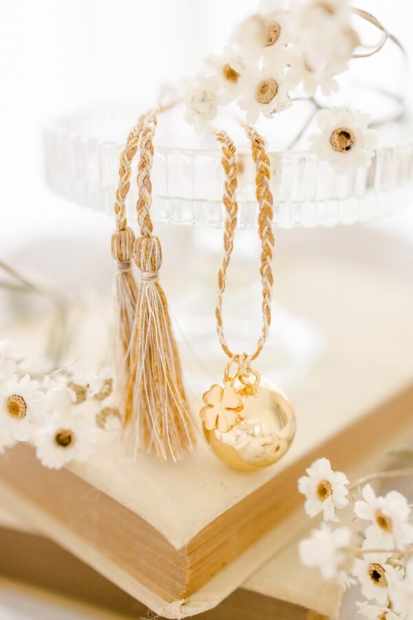Bola de grossesse charm trefle TALISMAN - cordon de soie
