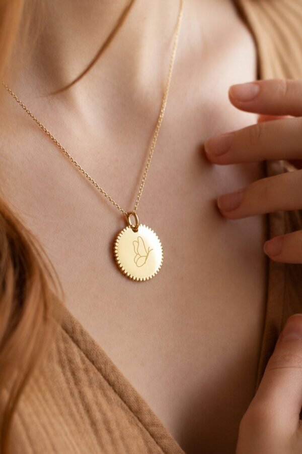 Collier personnalisé médaille perlée or TALISMANS