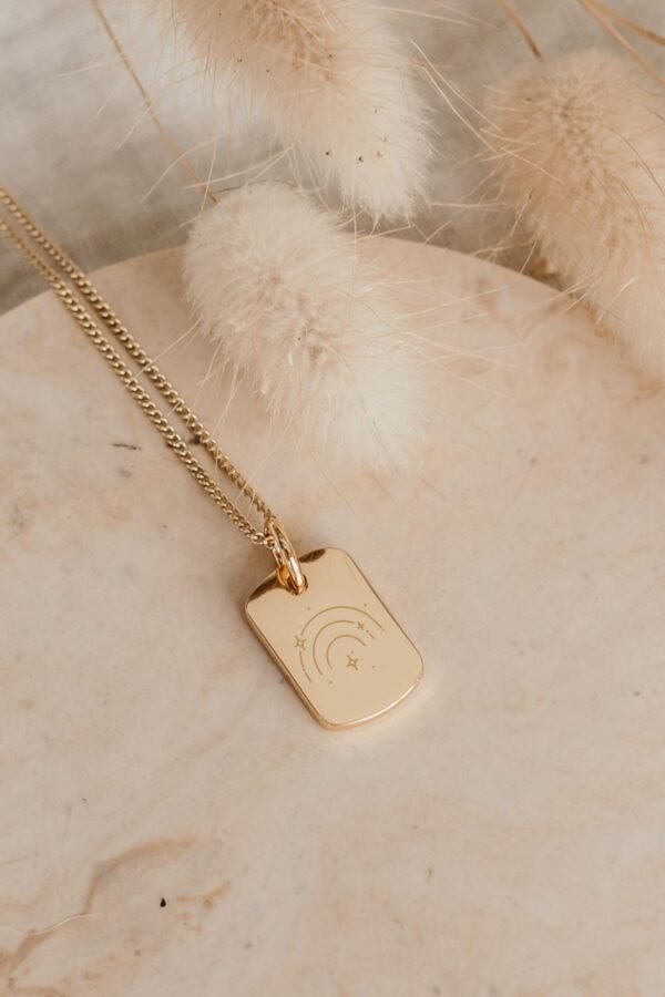 Collier personnalisé médaille rectangulaire or TALISMANS