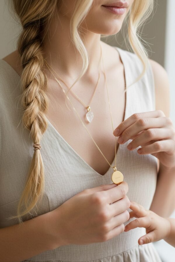 Collier pierre de naissance personnalisable médaille moon ÉPURE