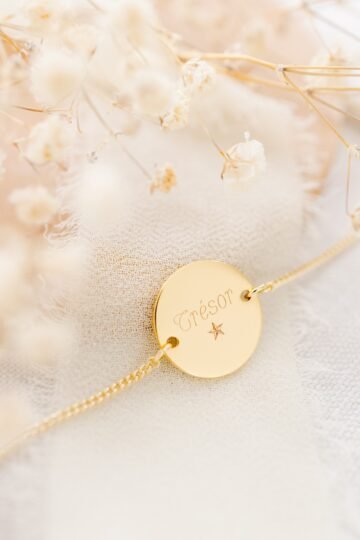 Bracelet personnalisé pastille or chaîne ÉPURE