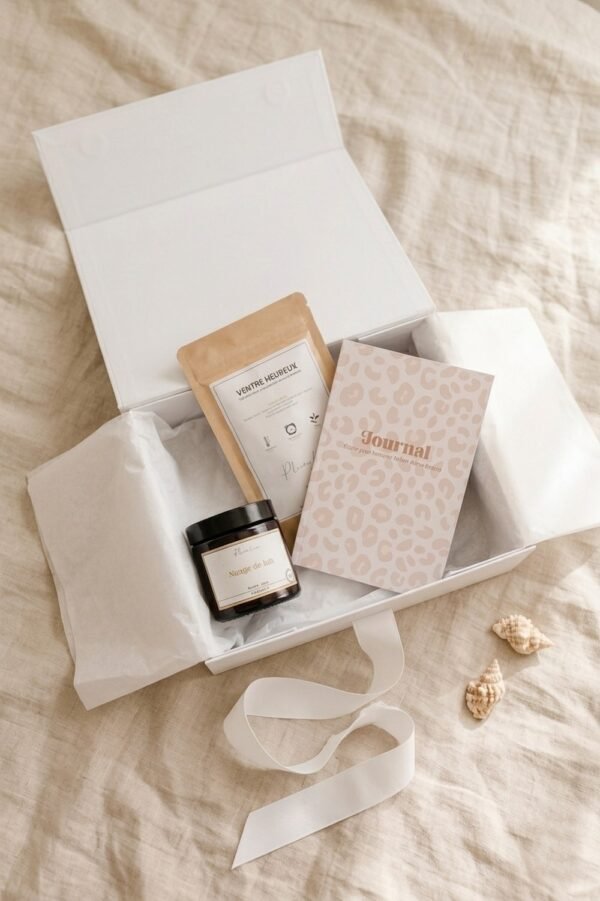 Coffret femme enceinte - crème de soin BIO et VEGAN + journal + tisane bio