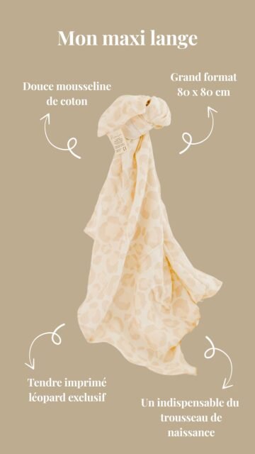 Alternative view of Maxi lange bébé léopard 80 x 80 cm 100% mousseline de coton MON COEUR FAIT GRAOU