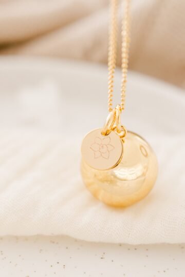 Bola de grossesse personnalisé gravé fleur de naissance ECLOSION