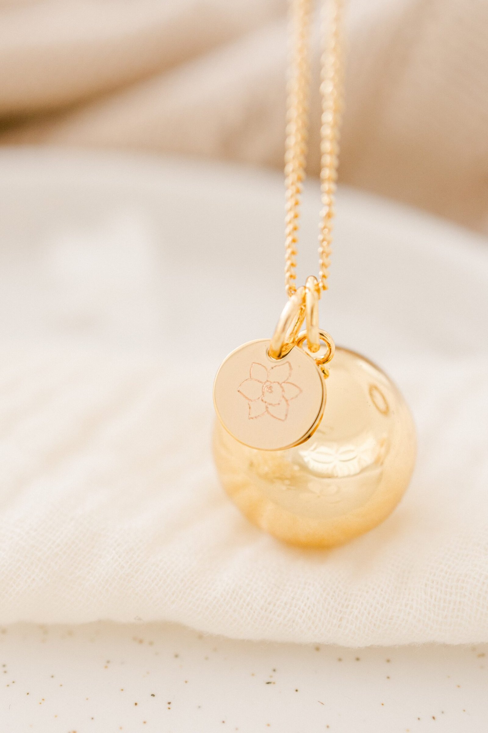 Bola de grossesse personnalisé gravé fleur de naissance ECLOSION