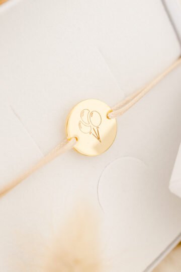 Alternative view of Bracelet de baptême personnalisé enfant cordon gravée ballons ENVOLEE