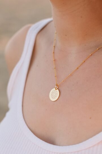 Collier personnalisé médaille ronde or MANDALA