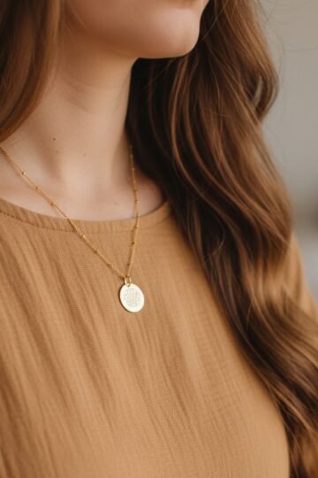 Collier personnalisé médaille ronde or MANDALA