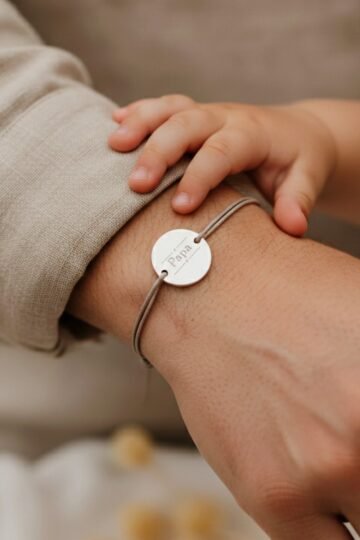 Bracelet personnalisé ajustable disque argent PAPA