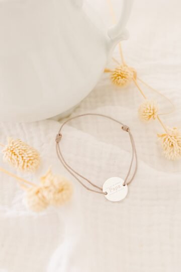 Alternative view of Bracelet personnalisé ajustable disque argent PAPA