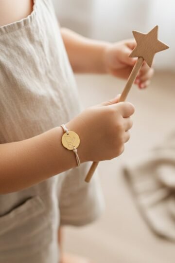 Bracelet personnalisé cordon enfant médaille ronde gravée MAMAN LAPIN