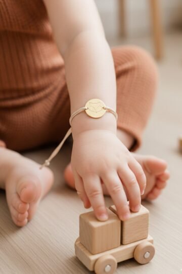 Alternative view of Bracelet personnalisé cordon enfant médaille ronde gravée PETIT RENARD
