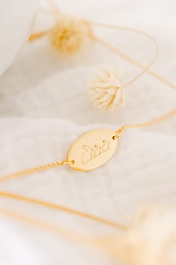 Gourmette personnalisée or ovale MON LAPIN