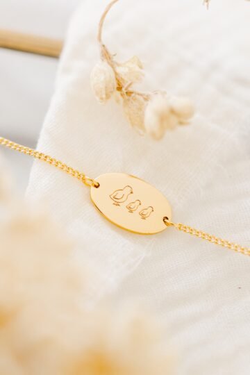 Gourmette baptême personnalisée or ovale MON POUSSIN