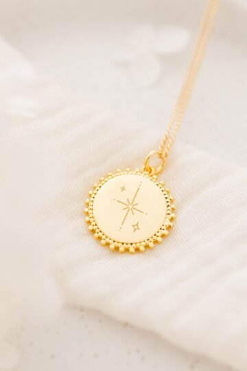 Collier personnalisé médaille gravée or éclat TALISMANS
