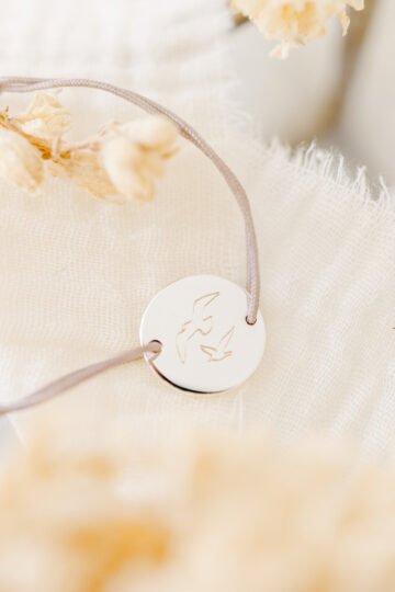 Alternative view of Bracelet personnalisé ajustable argent gravé oiseaux ENVOLE-TOI
