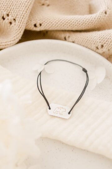 Alternative view of Bracelet personnalisé rectangulaire ajustable argent gravé PAPA OURS