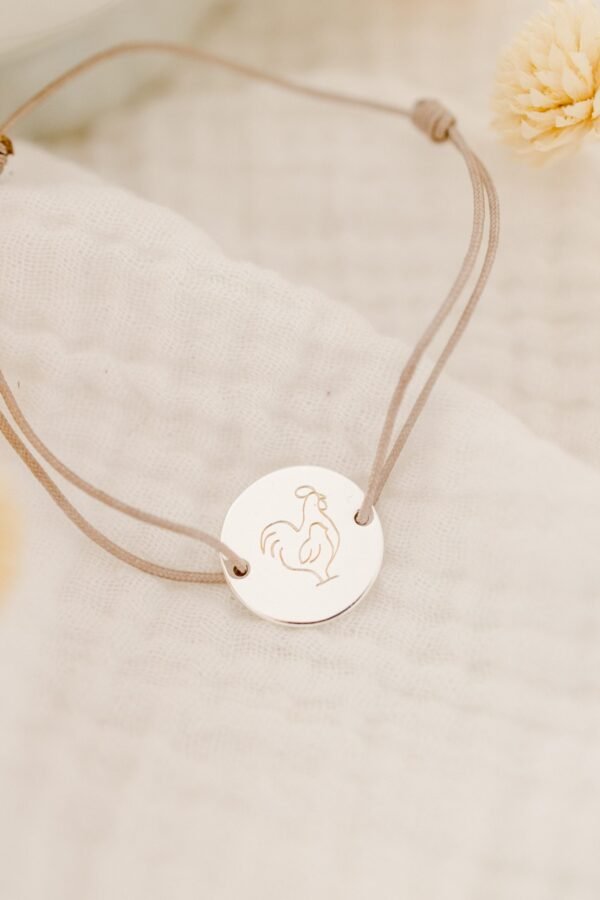 Bracelet papa personnalisé cordon ajustable argent gravé PREMIER LIEN