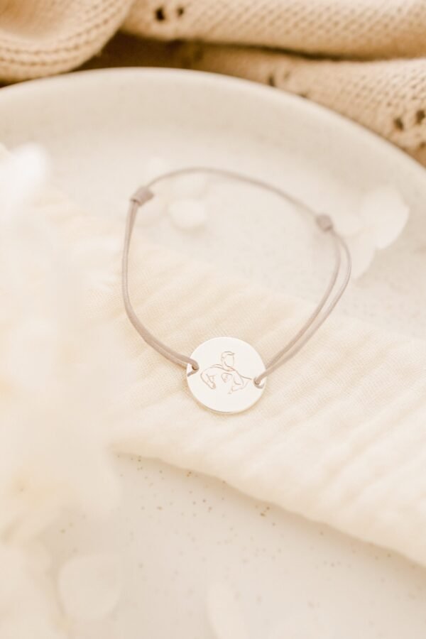 Alternative view of Bracelet papa personnalisé cordon argent naissance PREMIER LIEN
