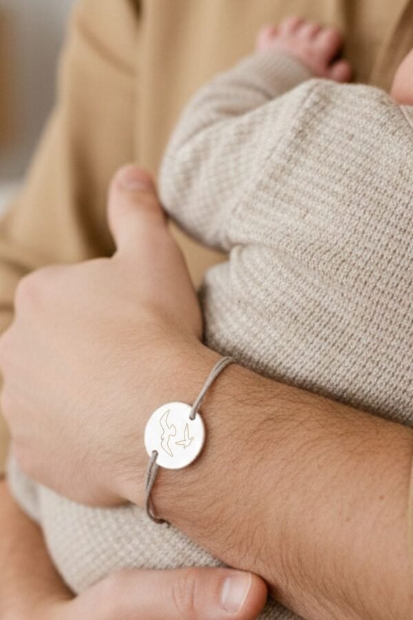 Bracelet papa personnalisé ajustable argent gravé PREMIER LIEN
