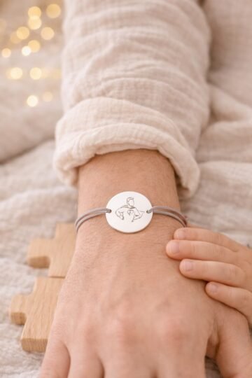 Bracelet papa personnalisé ajustable argent gravé SUPER PAPA