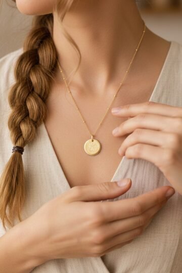 Collier fleur de naissance personnalisable médaille perlée ECLOSION