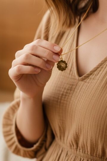 Collier fleur de naissance personnalisable médaille corolle ECLOSION