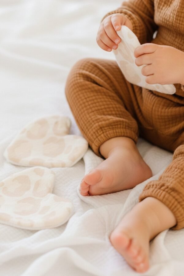 Alternative view of Lingette lavable pour bebe x7 cœur léopard 100% mousseline de coton MON COEUR FAIT GRAOU