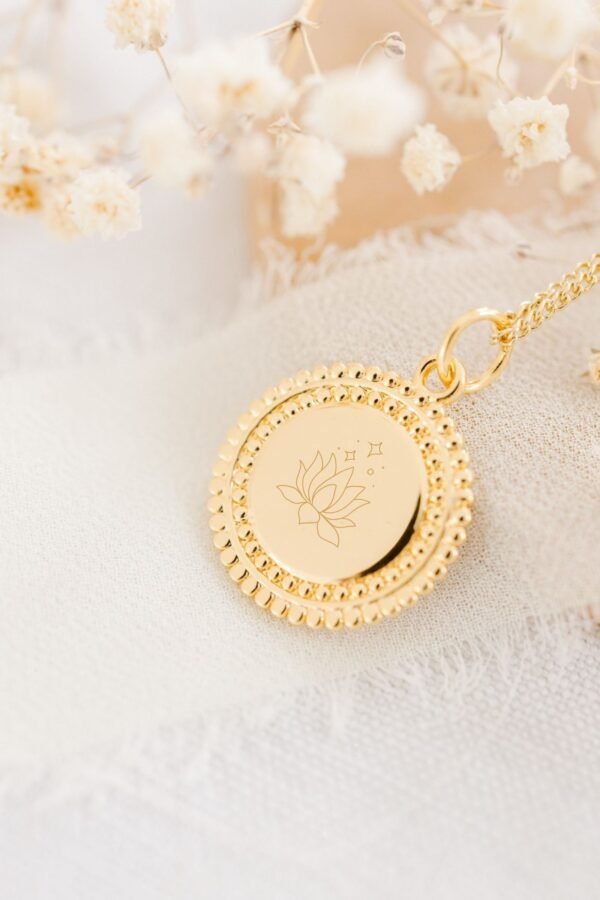 Pendentif personnalisé médaille ronde or sun ONDE D'AMOUR