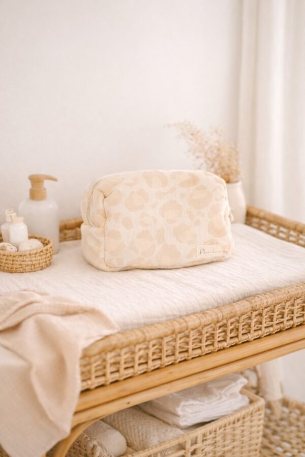 Trousse de toilette bebe léopard 100% mousseline de coton MON COEUR FAIT GRAOU