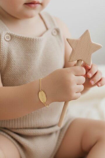 Gourmette de baptême personnalisée enfant or ovale ÉPURE