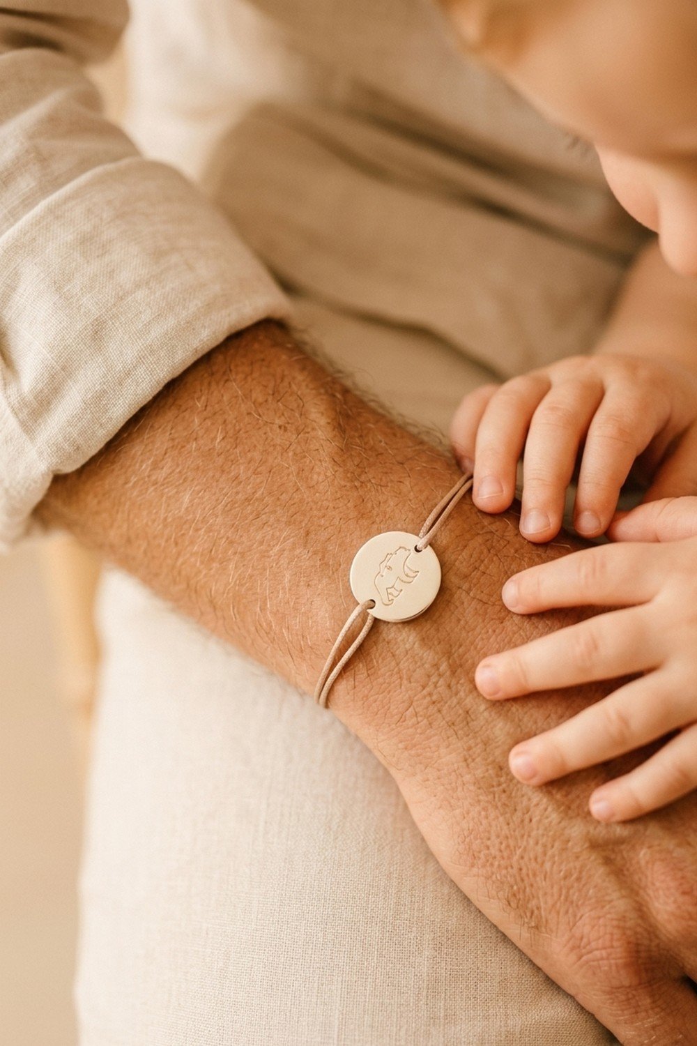 Bracelet papa personnalisé disque ajustable argent gravé PAPA OURS