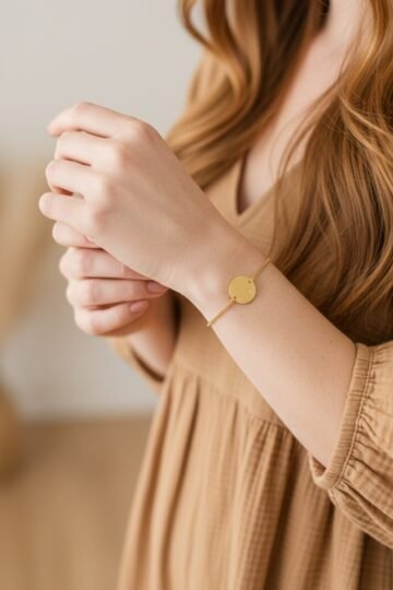 Bracelet personnalisé pastille oxyde de zirconium chaine or ÉPURE