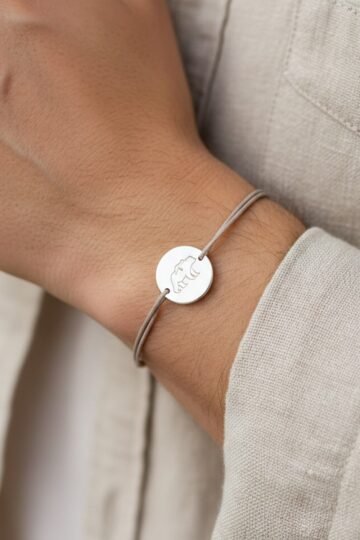 Bracelet personnalisé disque ajustable argent gravé PAPA OURS