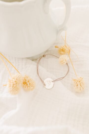 Alternative view of Bracelet personnalisé cordon ajustable argent gravé papa MAIN DANS LA MAIN