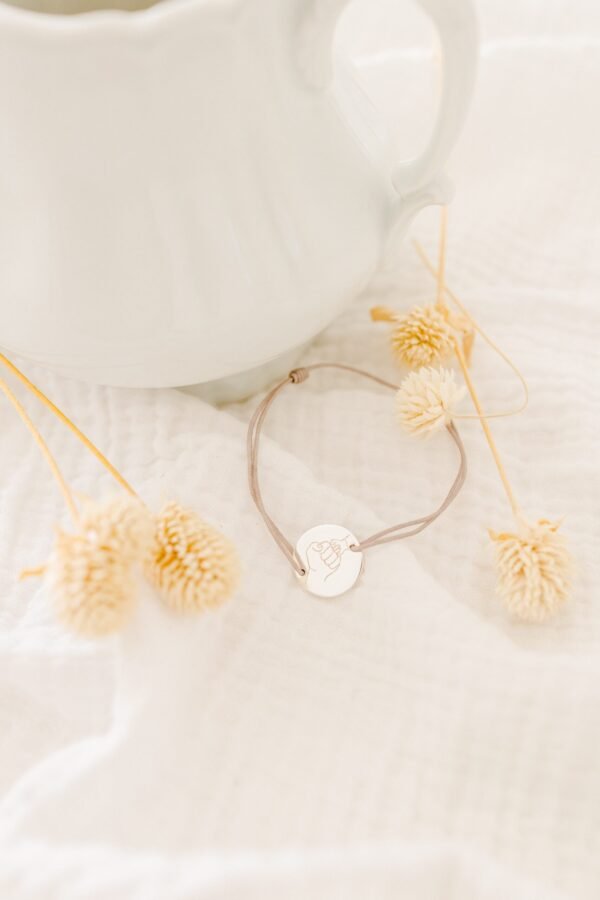 Alternative view of Bracelet papa personnalisé cordon ajustable argent gravé PREMIER LIEN