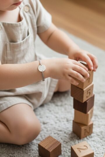 Bracelet personnalisé cordon enfant médaille ronde gravée PETIT LAPIN