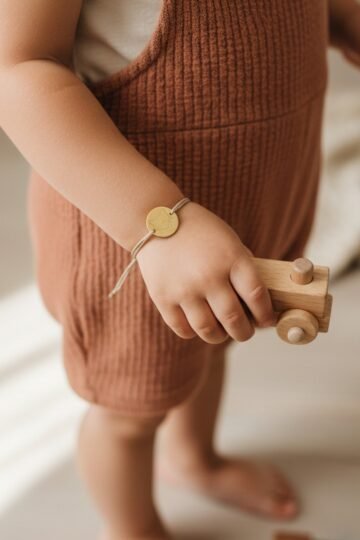 Alternative view of Bracelet personnalisé cordon enfant médaille ronde gravée PETIT CHAT