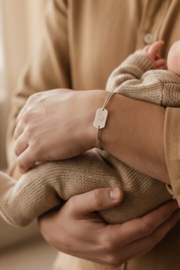 Alternative view of Bracelet papa personnalisé rectangulaire cordon ajustable argent gravé MAIN DANS LA MAIN