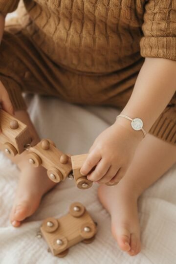 Alternative view of Bracelet personnalisé cordon enfant médaille ronde gravée PETIT HERISSON