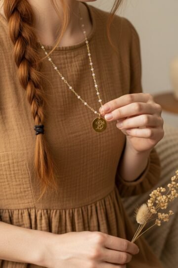 Pendentif personnalisé gravé ronde or initiale EMOTIONS DOUCES