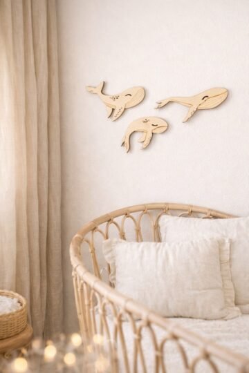 Décor mural chambre bébé baleines VALSE MARINE