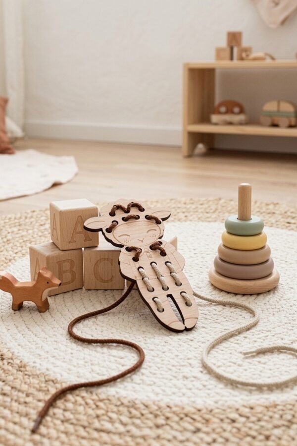 Alternative view of Jeu montessori poupée à lacer en bois animaux PETIT MOUTON