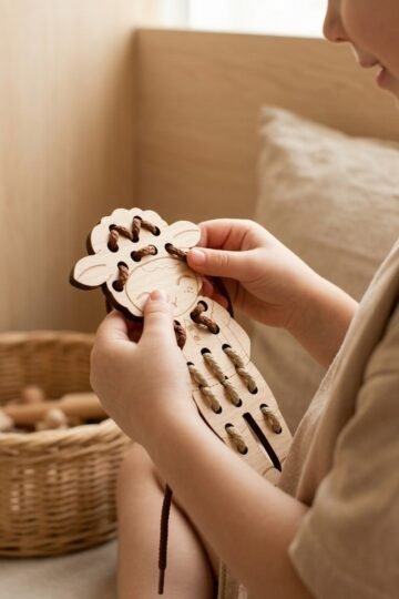 Poupée à lacer en bois animaux PETIT MOUTON